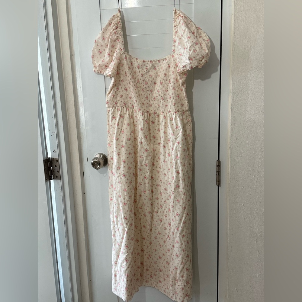 Charming Pink Floral Kids Dress with Puff Sleeves